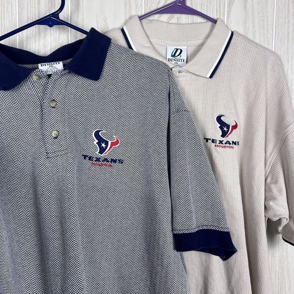 VTG Y2K Dynasty Men’s Houston Texans Navy and Cream Short Sleeve Polo Set, XXL - Picture 1 of 13